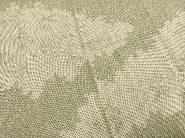 平和屋着物▽本塩沢 訪問着 単衣 手描き 萩文 正絹 逸品 AAAZ9065fy
