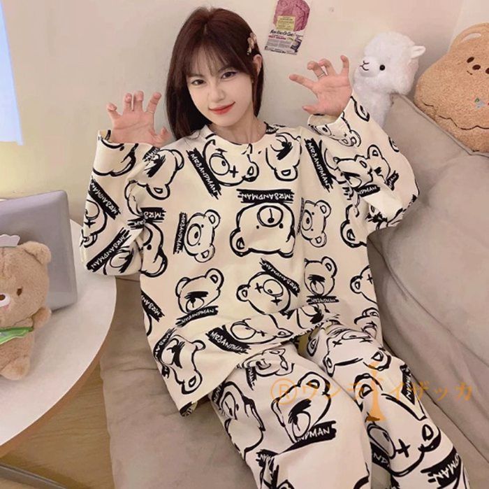 レディース パジャマ 部屋著 ルームウェア ロング丈 シャツ 春夏 ブラウン pjm071.jpg?fitin=272:272