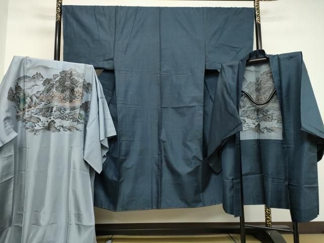 平和屋着物●男性　本場大島紬　アンサンブル　長襦袢セット（袷）　100亀甲　総詰め　正絹　逸品　DAAV8527tw 平和屋着物○男性 本場大島紬 アンサンブル 長襦袢セット（袷） 100