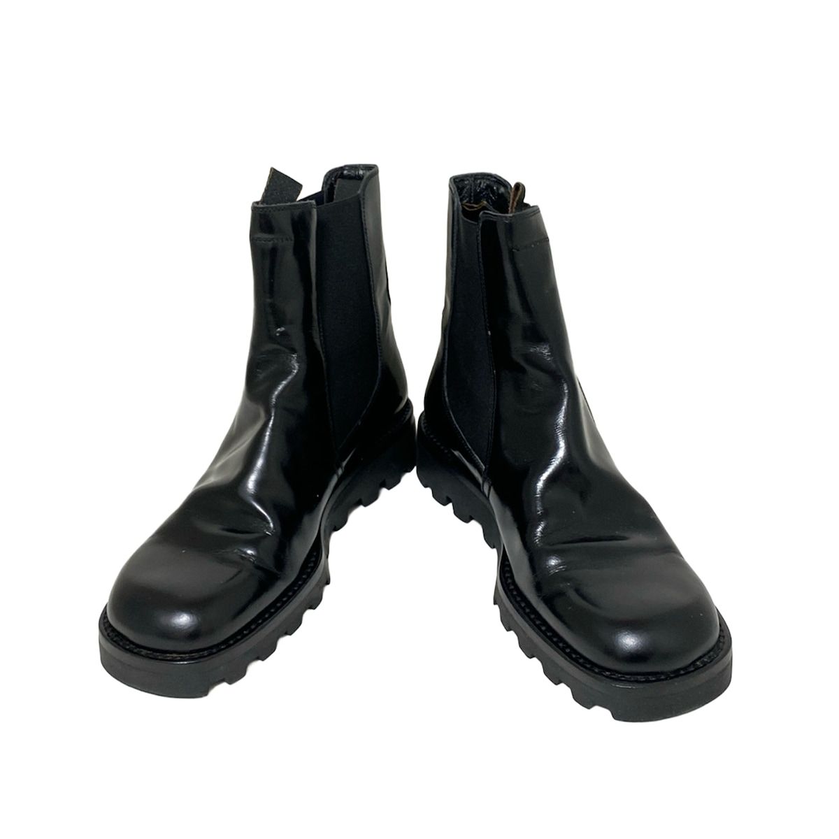 PRADA プラダ ショートブーツ 38 レディース - 黒 サイドゴア レザー