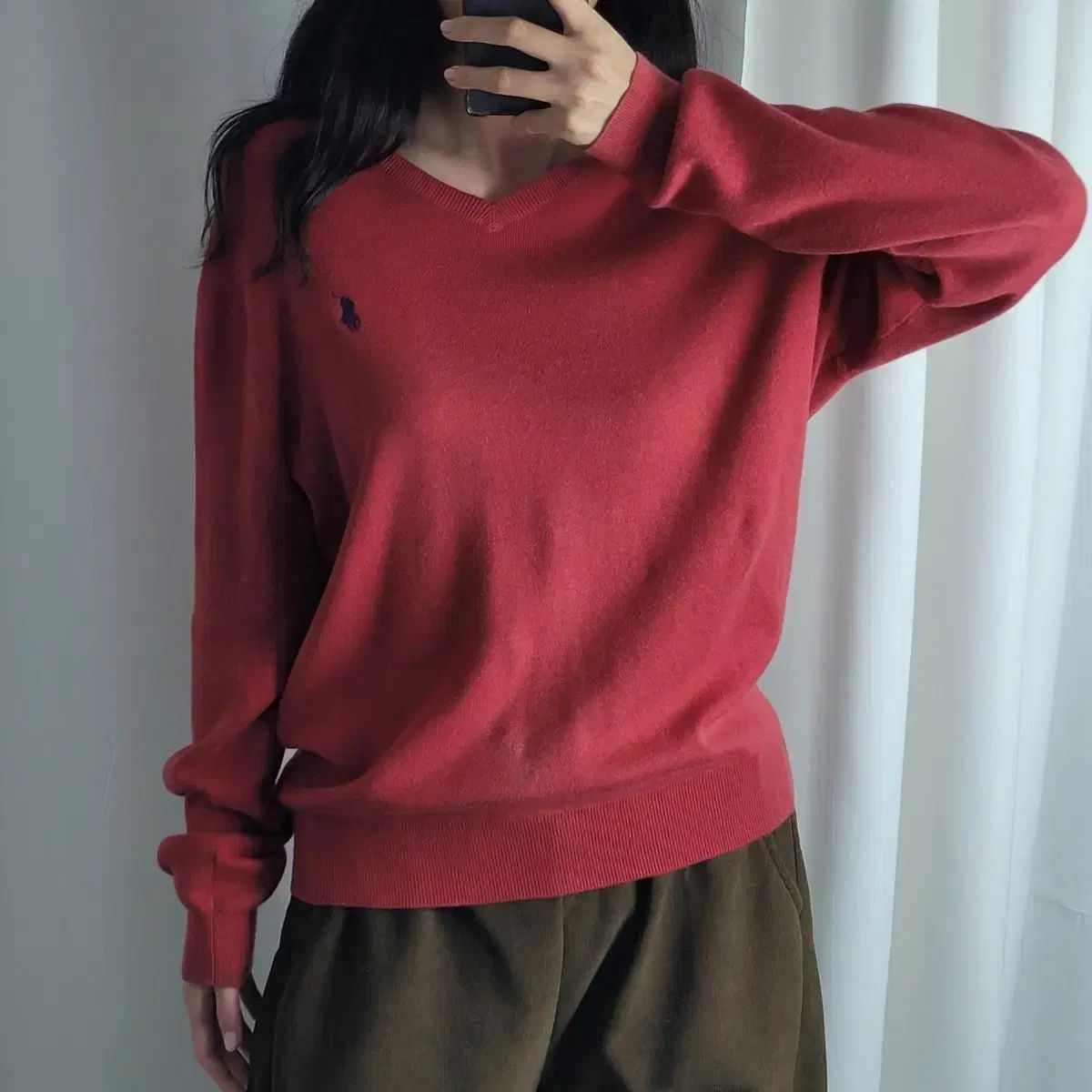 【雷市場（ポンジャン）商品韓国直送】 ポロ Ralph Lauren(ラルフローレン) ポニーロゴ Vネック コットン ニット セーター