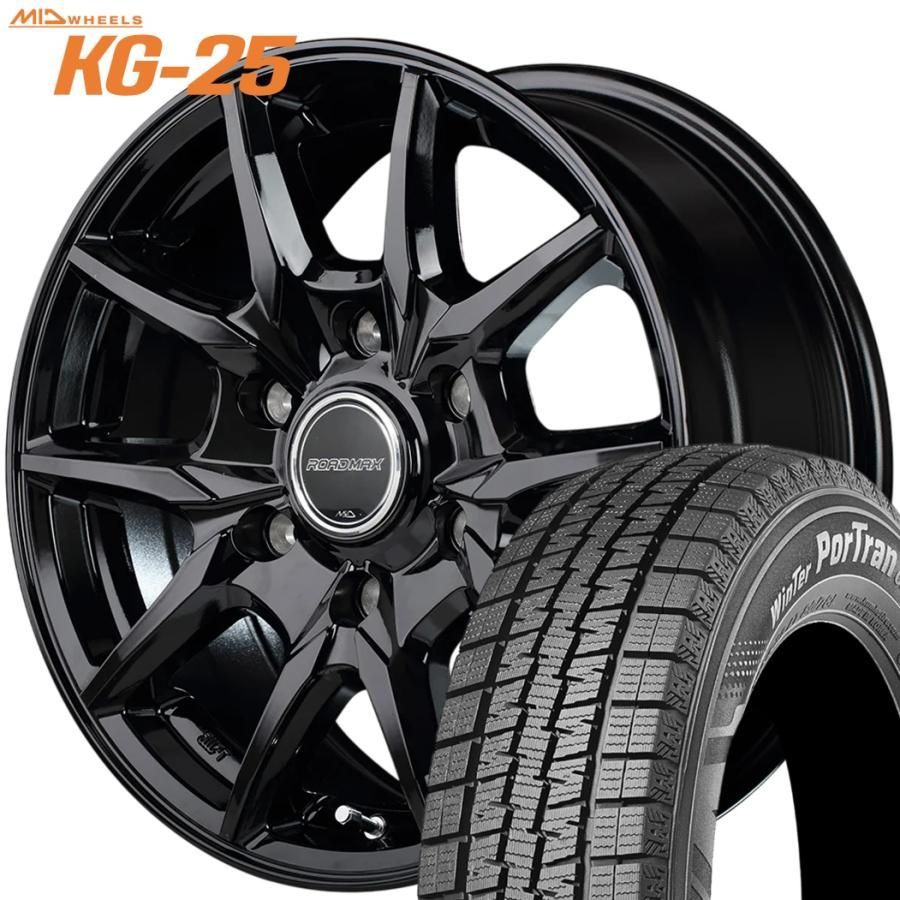期間 スタッドレス MID ROADMAX KG-25 ロードマックスKG-25 15ｘ6.0 ＋33 6H 139.7 ブラック ｘ４本 製 クムホ CW61 195 80R15