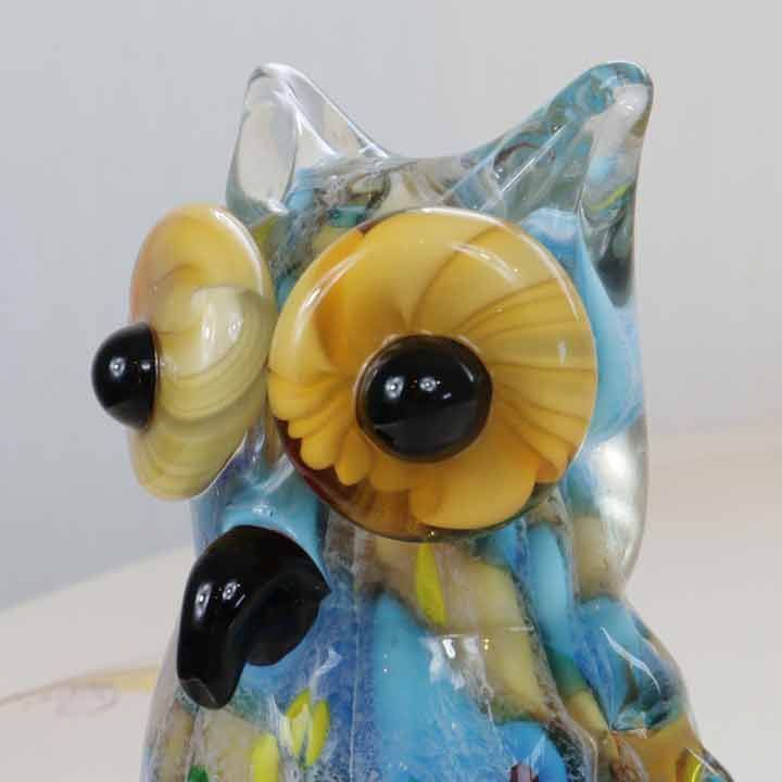 大きなミミズク　手づくりガラス製　置物　ふくろう　オーナメント　昭和レトロ　レア 大きなミミズク 手づくりガラス製 置物 フクロウ オーナメント