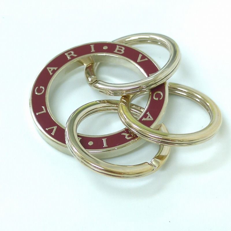BVLGARI ブルガリ キーリング キーホルダー ゴールド ボルドー