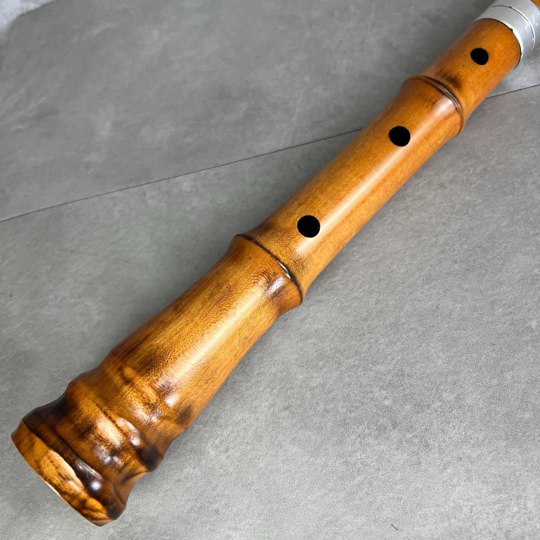 蝴蝶宝 尺八 琴古流 唄口バチ型 2尺2寸 木製 直管 節あり 印あり 現状品 25M9250TR0005-15