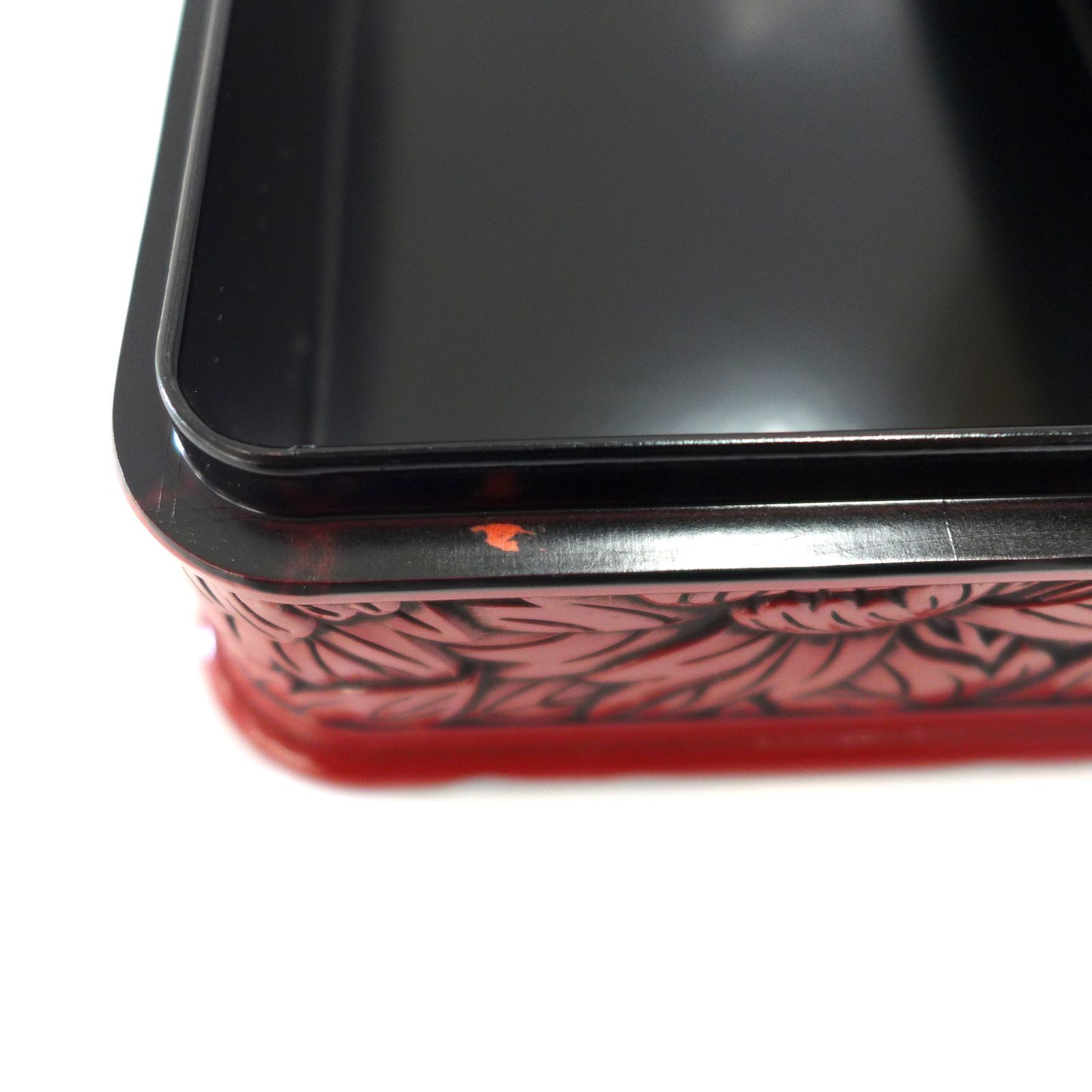 仙台堆朱 漆器 文箱 硯箱 書類箱 山水画彫刻＆堆朱 小物入れ 公田店