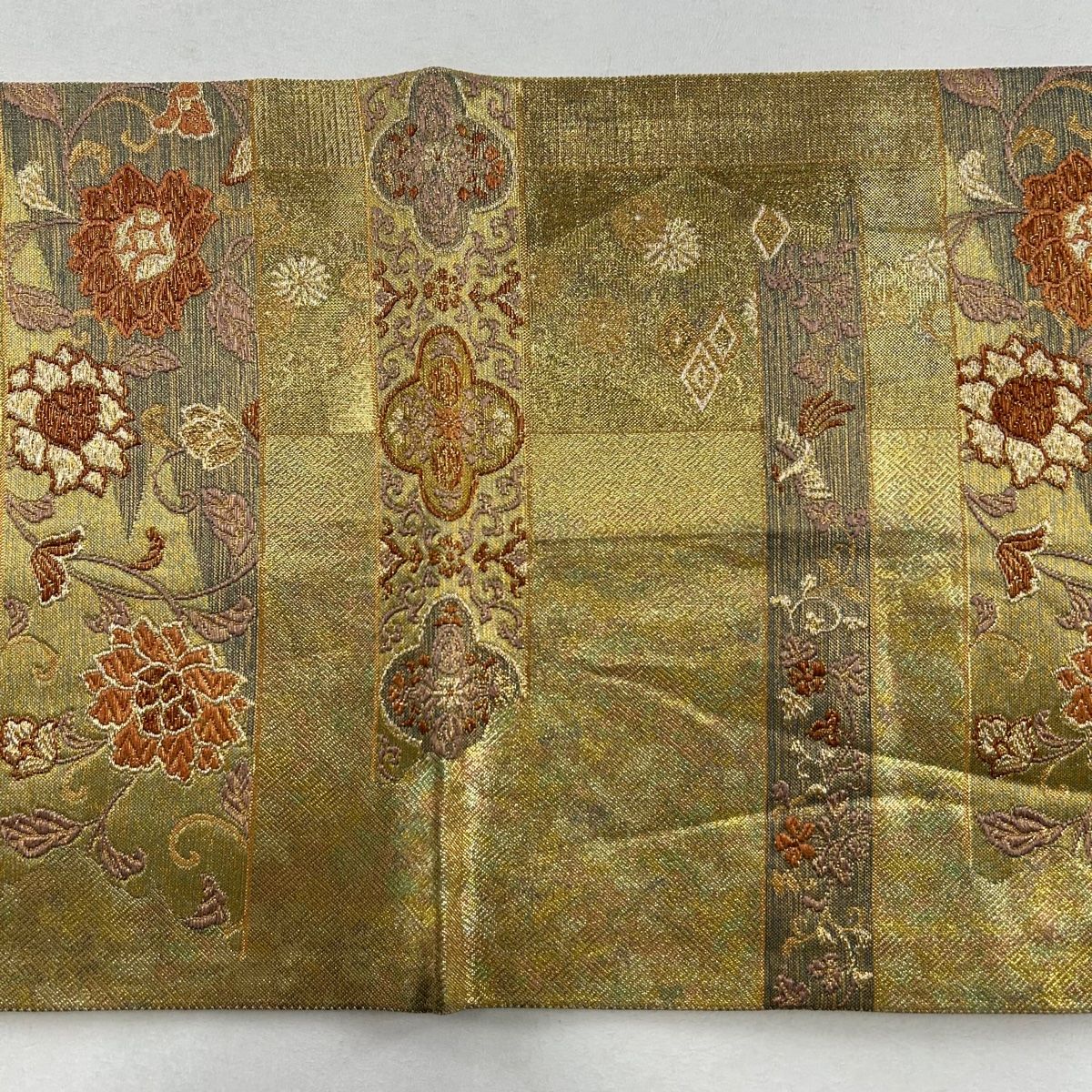 403my107☆総刺繍 袋帯 唐花 金糸 銀糸☆美品 最高級袋帯「蘇州汕頭相良刺繍 唐花華紋」 | 販売着物商品,袋帯