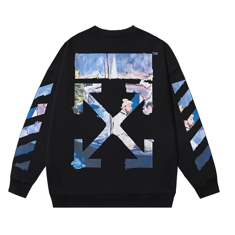 Off-White オフホワイト モネ オイル アロー プリント ラウンドネック  
