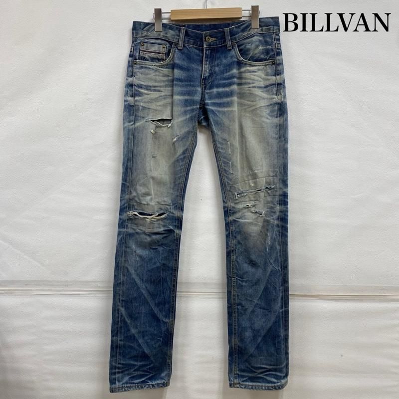 BILLVAN ビリバン パンツ デニム、ジーンズ 705 クラッシュ ヒゲ ハチノス ダメージ ヴィンテージ加工 ジッパーフライ