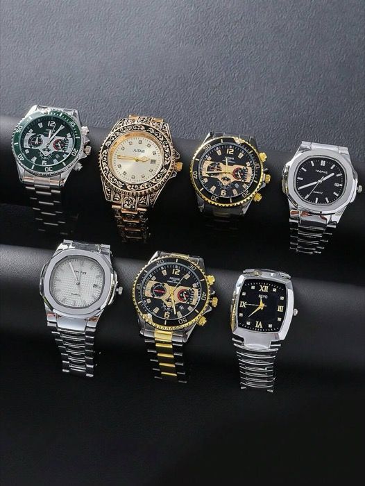 腕時計 メンズ セット 7個セット スタイリッシュな メンズ腕時計セット バーインデックスダイヤル デイリーウェア 誕生日 父の日 記念日 年末 独身の日 ハロウィンプロモーション その他の祝日ギフトに適しています