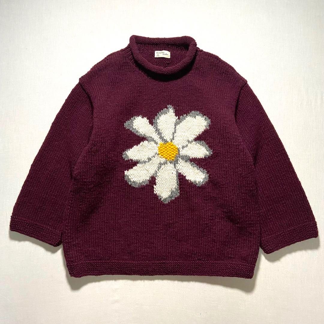 Mcmachan Woolen フラワー ニット バーガンディ ワインレッド - メルカリ
