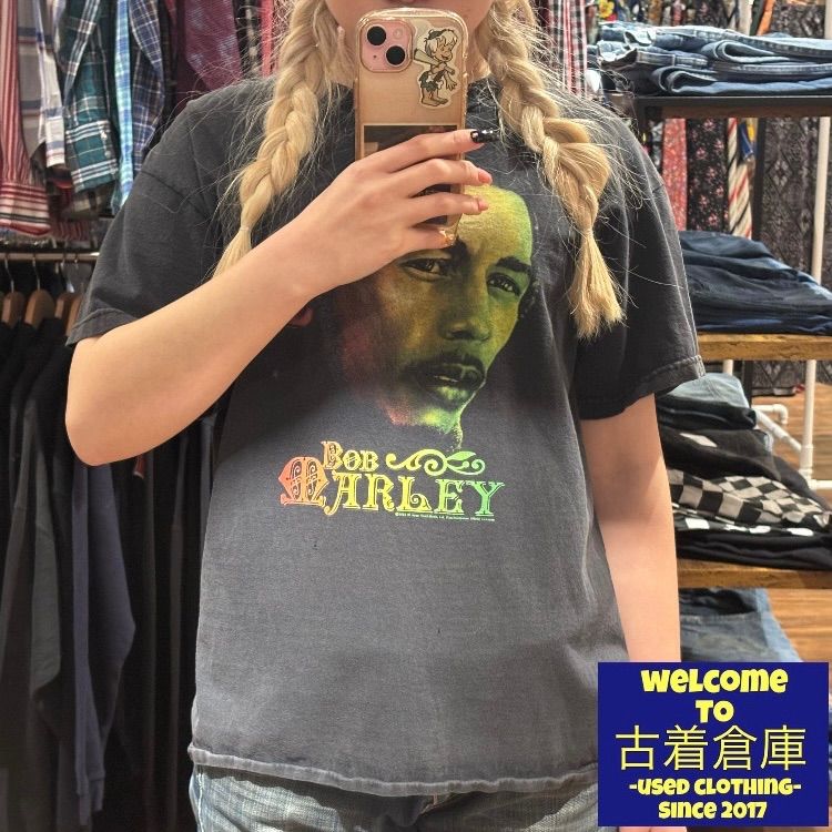 【送料無料】USA古着 ボブ・マーリー BOB MARLEY プリントTシャツ レゲエ ブラックTシャツ 黒フェード