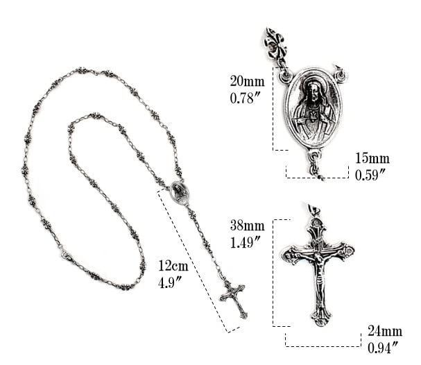 送料無料 ロザリオ ネックレス シルバー９２５ クロス 十字架 マリア