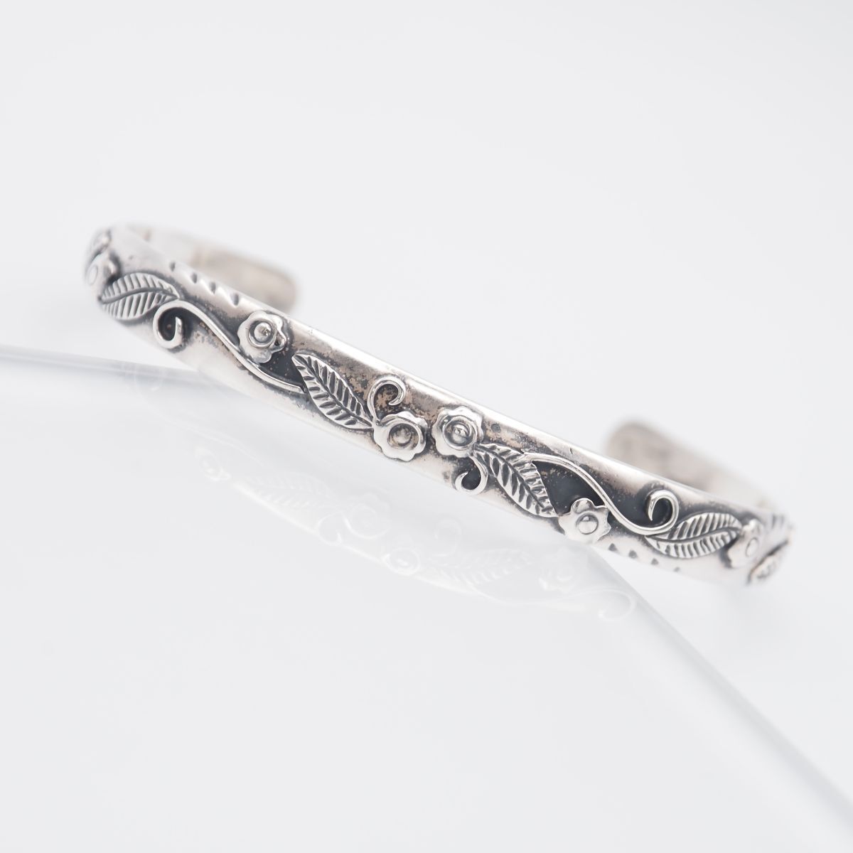 G907 アガット agete SILVER刻印 バングル フラワー リーフ デザイン シルバー 腕輪