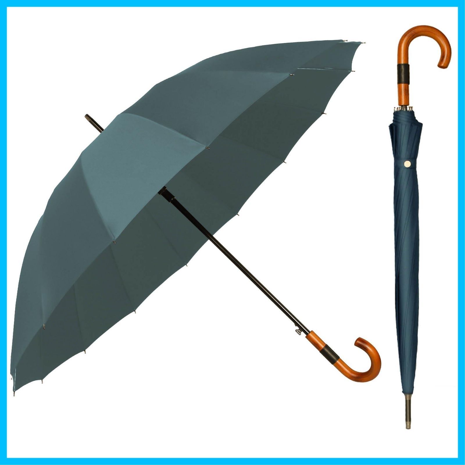 新着商品 梅雨対策 大きい傘超撥水 310T高密度布木ハンドル長傘メンズ傘 収納ポーチ付き大きいな傘 紳士傘 テフロン加工傘 丈夫 ワンタッチ 大きい雨傘 新緑 ジャンプ傘 紳士長傘 ゴルフ傘 長傘310T高強度グラスファイバー伞16本骨長傘 暴雨強風