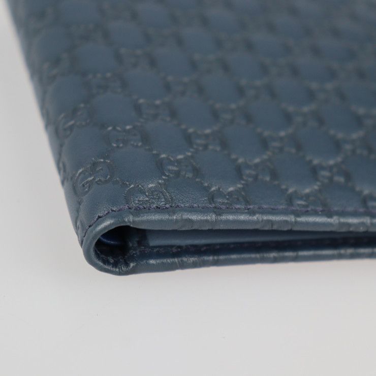 GUCCI グッチ 二つ折り財布 365477 レザー ネイビー系 マイクロ