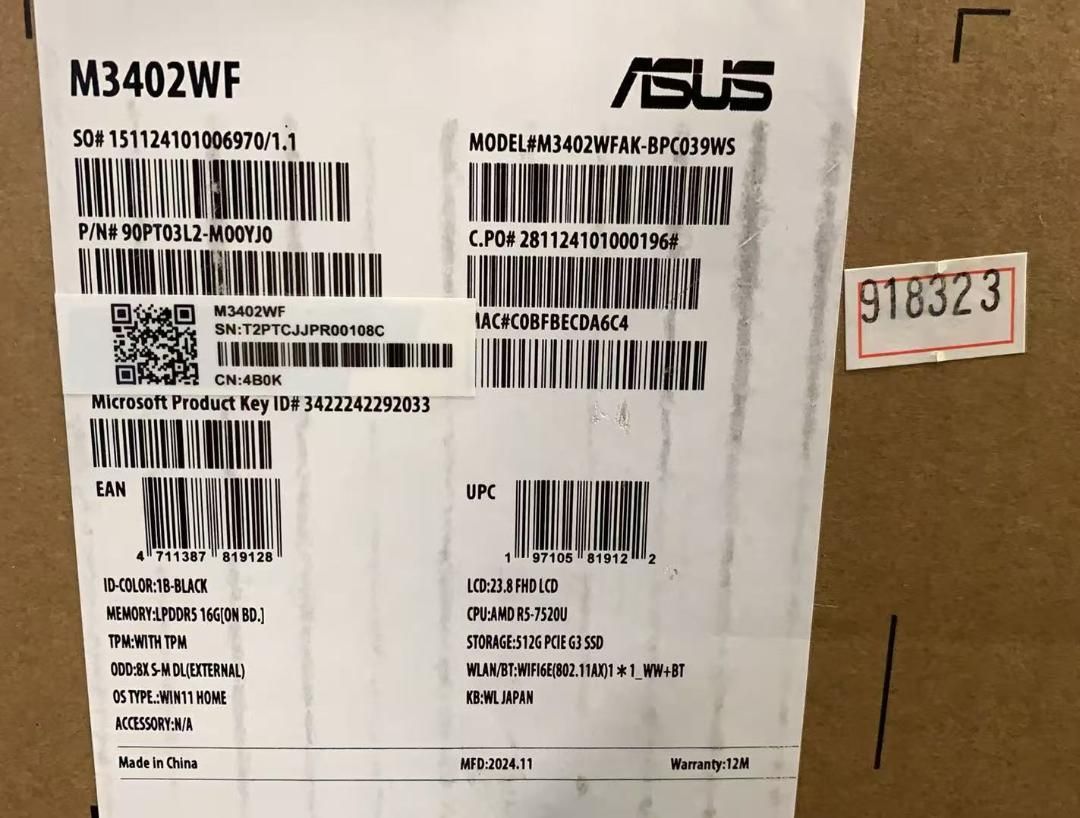 M3402WFAK-BPC039WS 23.8型液晶一体型パソコン