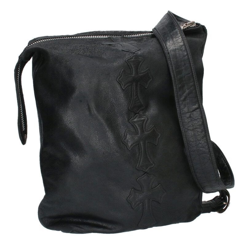 クロムハーツ LELO SM/レロ クロスパッチ付きレザーショルダーバッグ