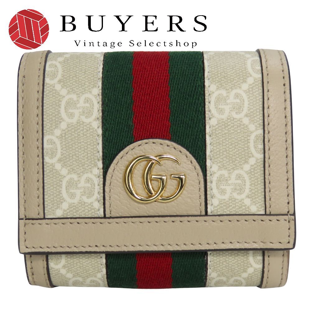 中古】極美品 グッチ 二つ折り財布 598662 オフィディアGG ウェブ  