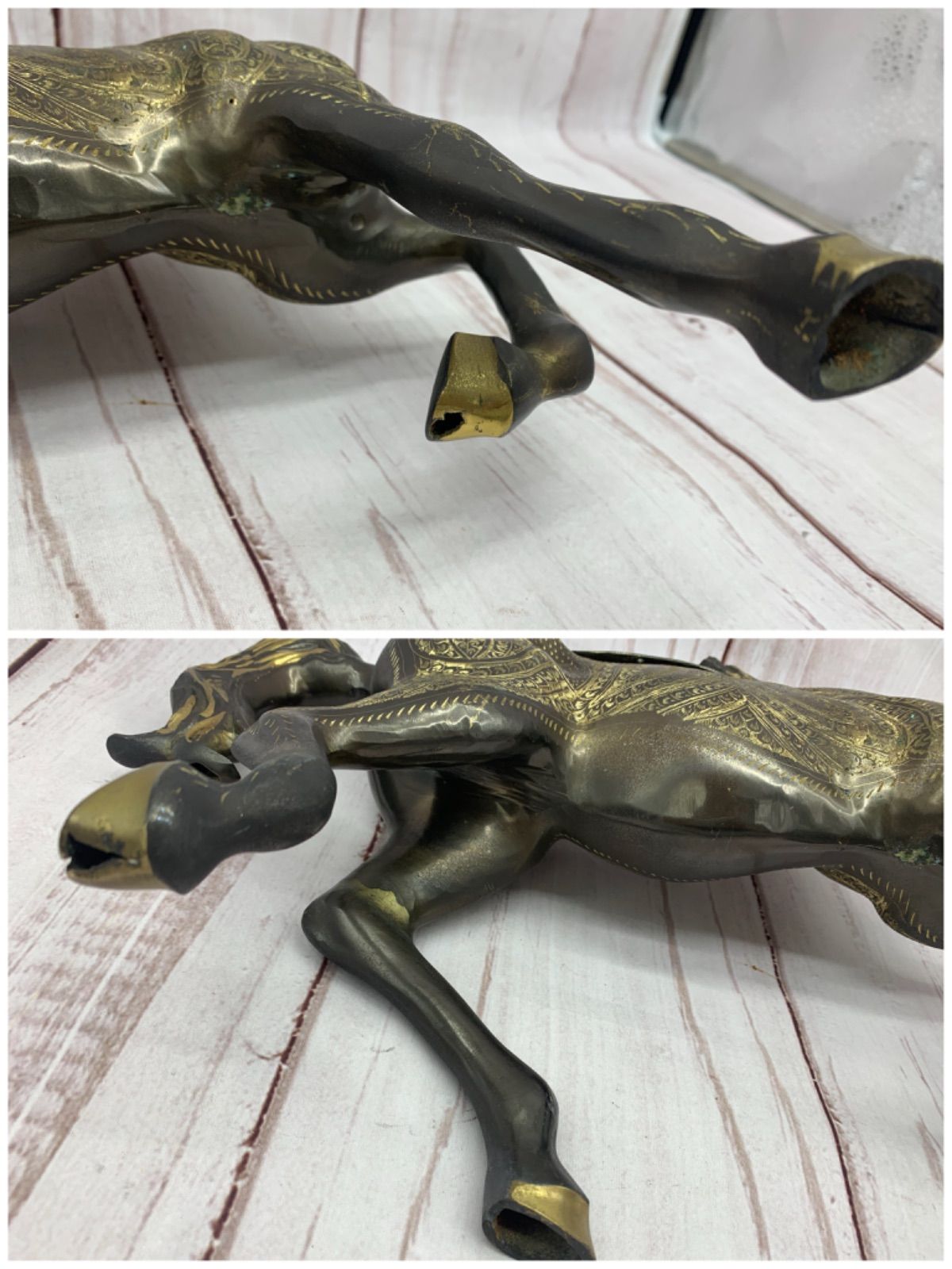 珍品　真鍮　銀　馬のオブジェ 真鍮製 馬 置物 インテリア オブジェ 彫刻 ホース バックヤード