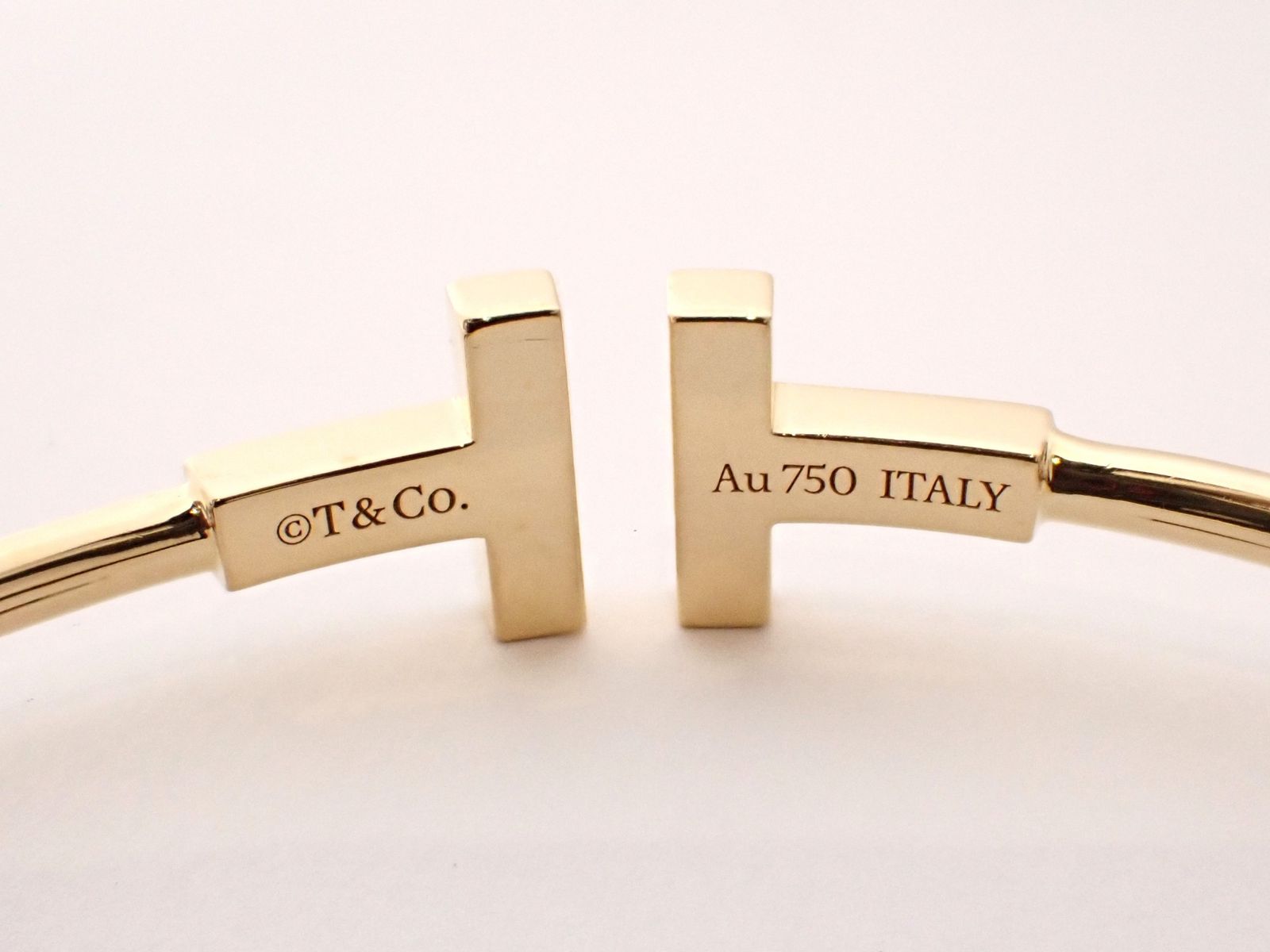 新仕上げ済 TIFFANY&Co.(ティファニー)  K18YG Tバングルブレスレット トルコ石 イエローゴールド バングル 6.5g