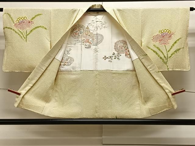 平和屋着物＃名門 藤娘きぬたや 総絞り 杢目絞り 羽織 草花文 正絹 CAAX7882ua