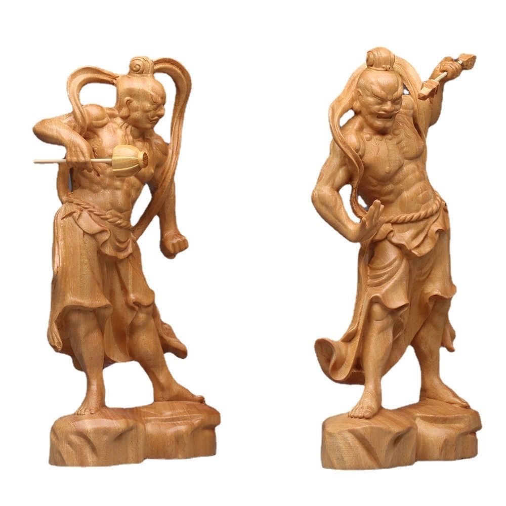 仏教美術 金剛力士像（阿形 吽形）仁王像 極上品 檜木 彫刻 災難
