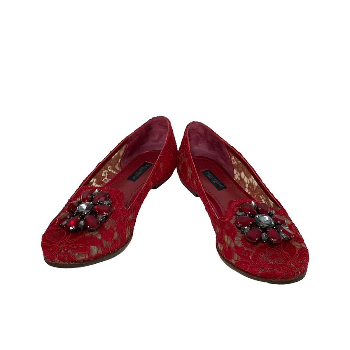 ドルチェ&ガッバーナ DOLCE&GABBANA ビジューレースバレエシューズ DOLCE&GABBANA(ドルチェアンドガッバーナ) フラットシューズ 35
