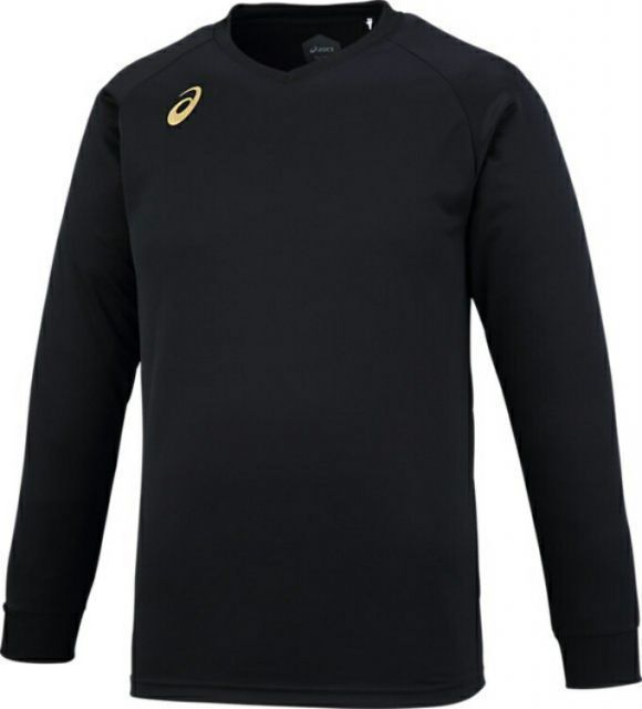 asics アシックス PRACTICE LONG SLEEVE TOP BLACKXGOLD S XW6747 9068 | スポーツ バレーボール メンズ レディース バレーボールウェア ウエア ゴールド ブラック 黒 S トップス トレーナー プラクティ