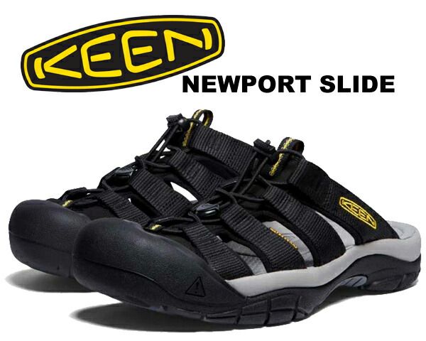 キーン ニューポート スライド KEEN NEWPORT SLIDE BLACK|KEEN YELLOW 1027302 サンダル ブラック イエロー ミュール クロッグ アウトドア メンズ 水陸両用 H2O