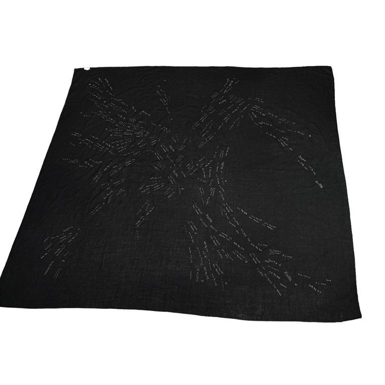 Saint Laurent Paris ウールガーゼメッセージプリント大判スカーフ