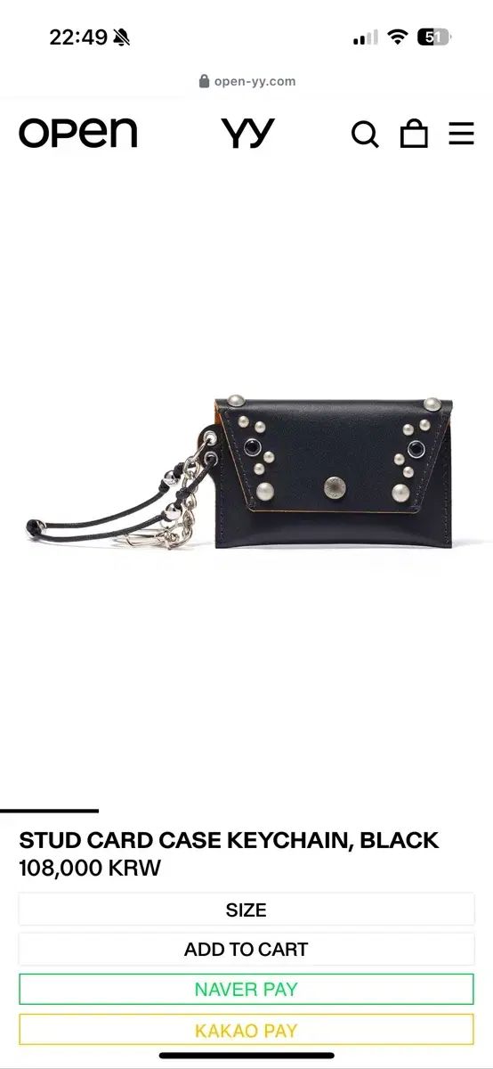 新品未使用OPEN YY stud card case keychain OPEN YY】STUD CARD CASE KEYCHAIN (OPEN YY_TheOpen Product