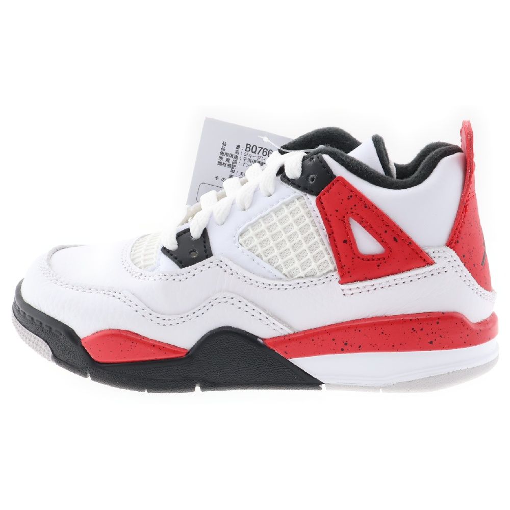 NIKE (ナイキ) AIR JORDAN4 RETRO PS エアジョーダン4 レッドセメント ハイカットスニーカー キッズ ホワイト 11c/17cm BQ7669-161