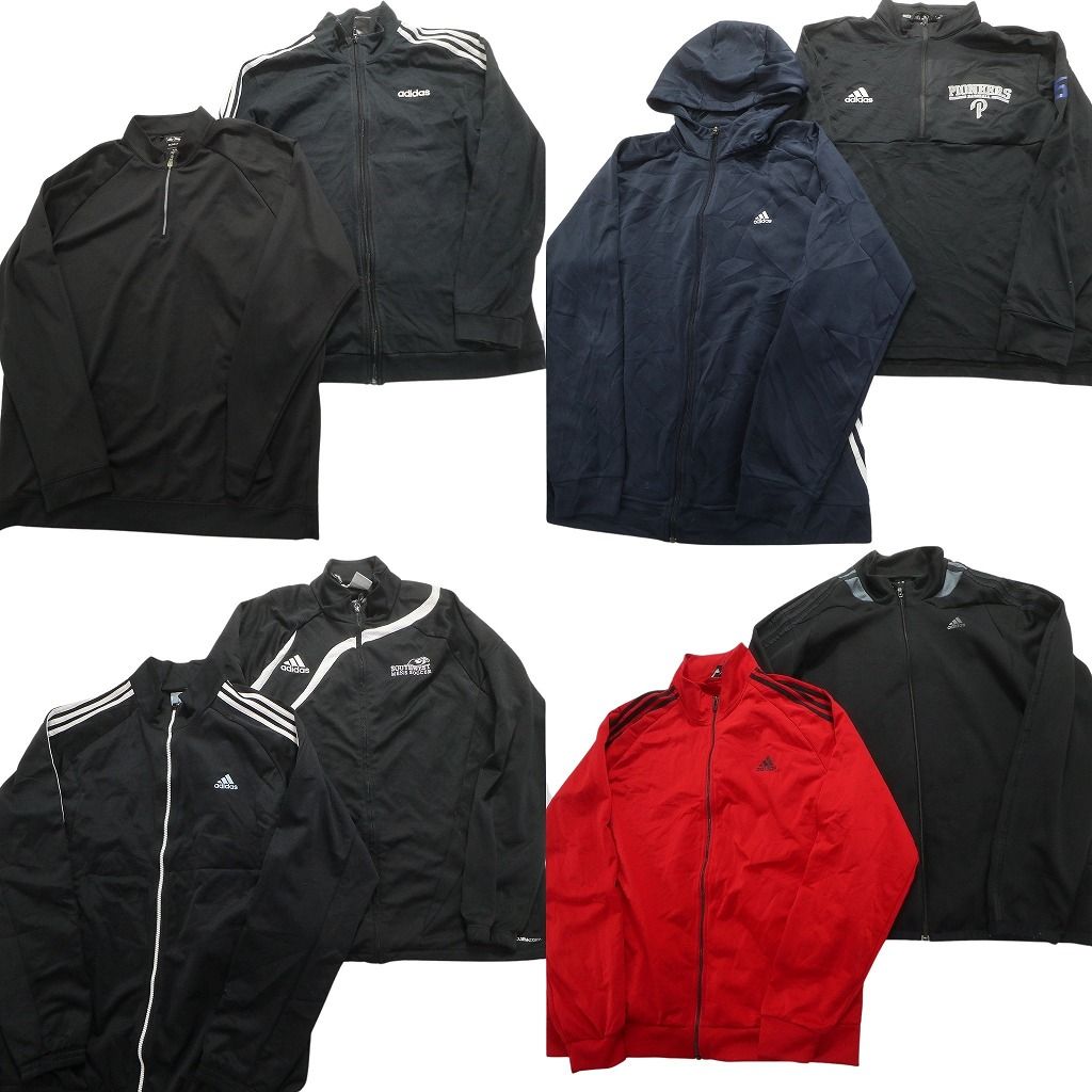 古着卸 まとめ売り アディダス ジャージ トラックジャケット 8枚セット (メンズ XL ) ハーフジップ フルジップ 袖ライン 中古 古着 MY4092