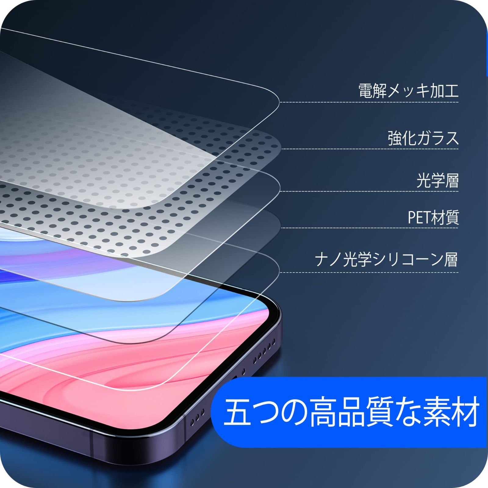 OAproda ガラスフィルム iPhone14 13 13pro 用 全面 保護フィルム