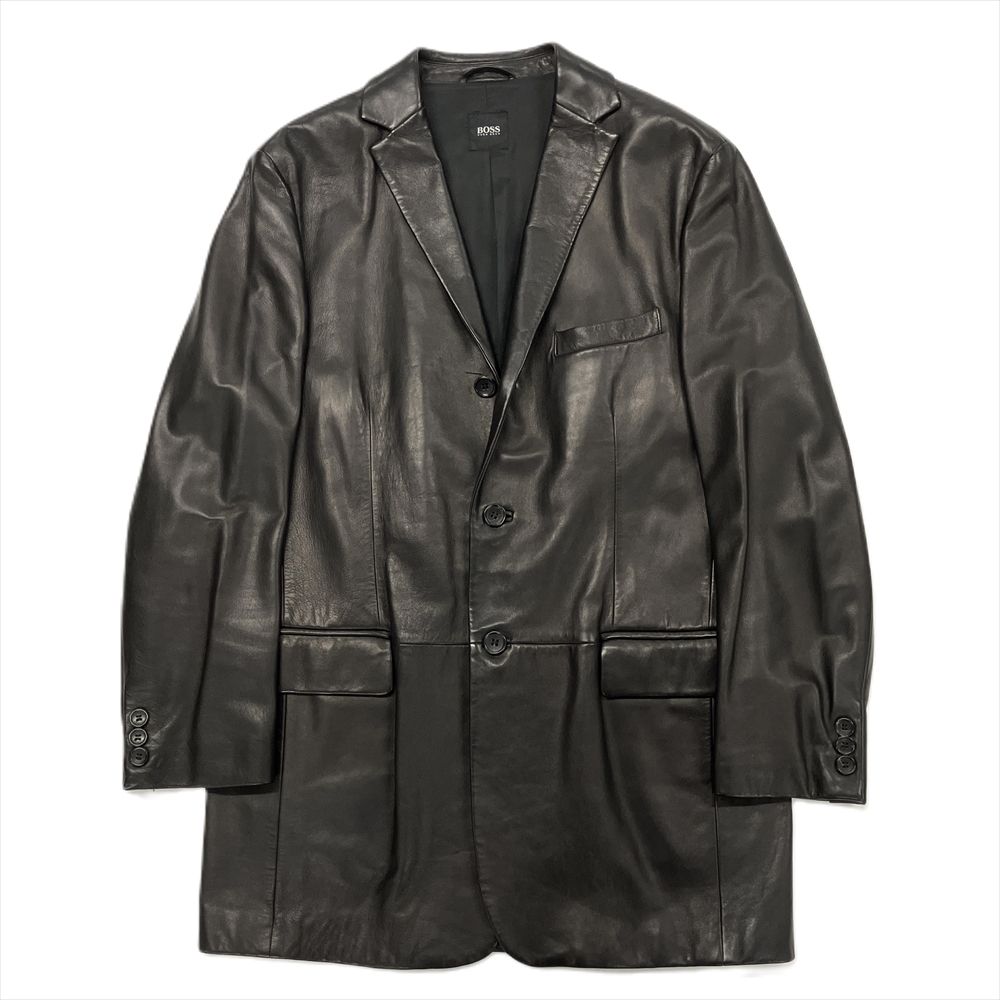 ヒューゴボス HUGO BOSS レザージャケット ブルゾン テーラードジャケット ラムスキン ブラック 54(XXL) XXL メンズ【中古】 -  メルカリ