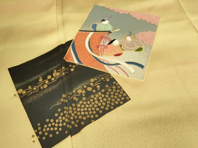 平和屋着物○人間国宝 福田喜三郎 訪問着 刺繍 色紙重ね人物文 暈し  