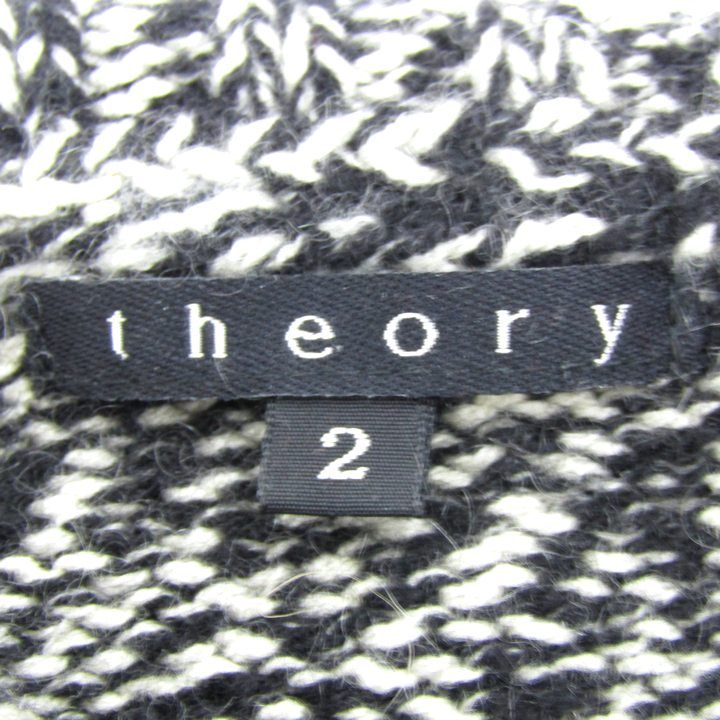 セオリー ニット セーター 半袖 カシミヤ100% ブランド トップス 白 黒 レディース 2サイズ ブラック×ホワイト theory Theory - セオリー ニット セーター 半袖 カシミヤ100% ブランド
