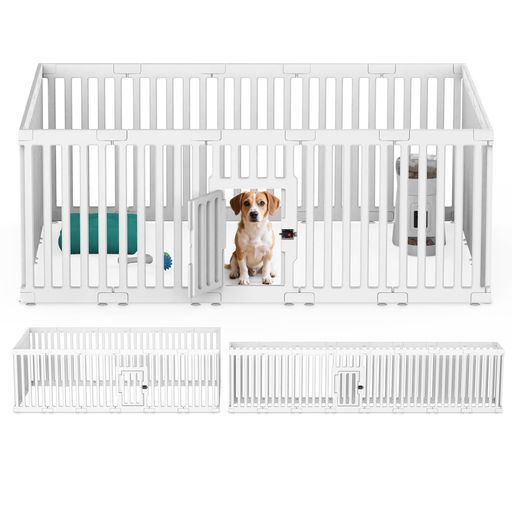 HOVONOペットサークル犬サークル高さ65cm工具不要ドア付き脱走防止ペットケージDIY自由にレイアウト小中型犬用小型ペットお手入れ簡単ペットフェンス犬柵室内フェンス日本語取扱説明書…