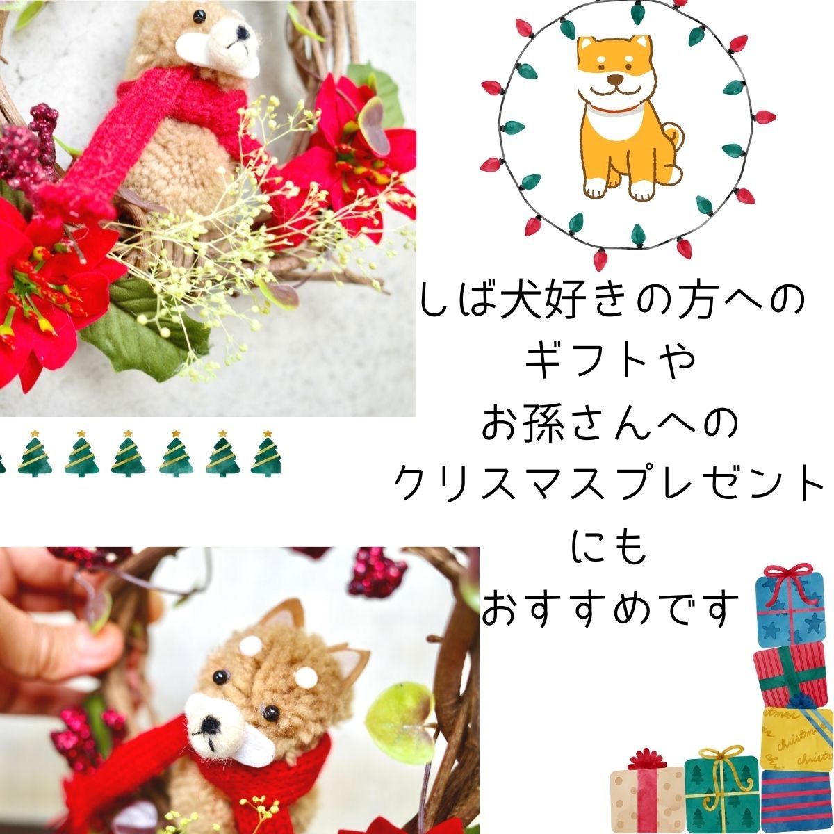 かわいい！柴犬クリスマスリース ポインセチア 犬 - メルカリ