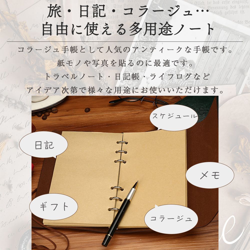 コラージュ手帳 アンティーク PUレザー製 ギフト コラージュ用手帳