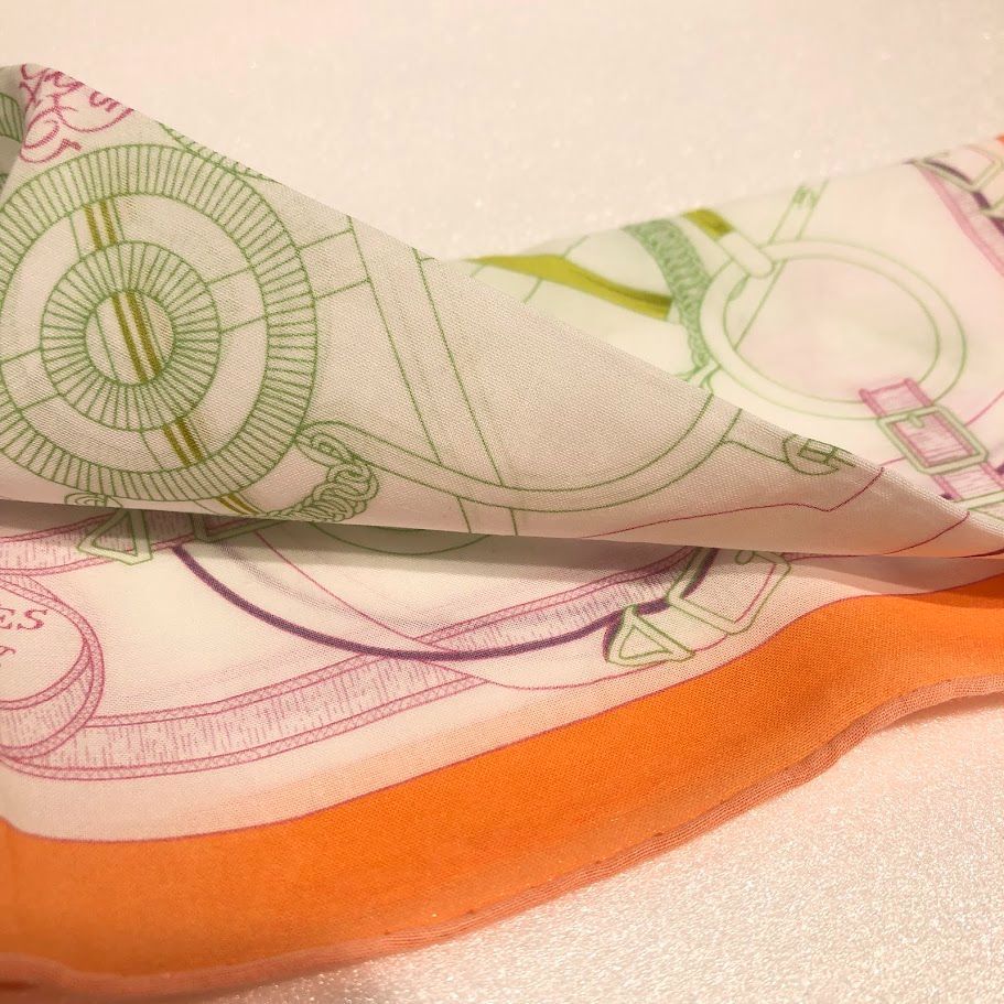 HERMES エルメス ハンカチ Eperon d'Or エプロンドール 紙タグ付 箱