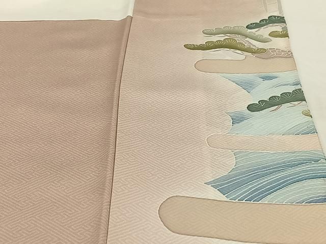 平和屋着物○豪華色留袖 友禅 作家物 飛鶴笠松文 金彩 正絹 逸品 未