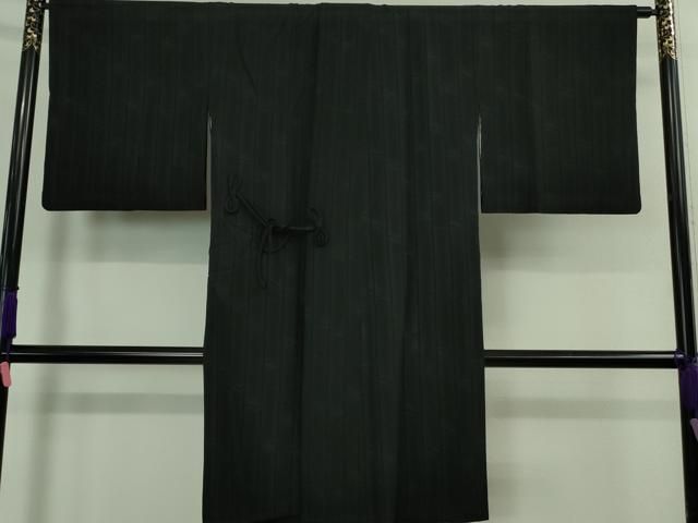 平和屋着物 上 道中着 ロング丈 竹間道 黒地 DZAA9582kh5