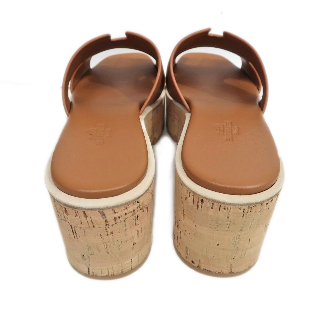 名東】エルメス エズ サンダル サイズ39 レザー コルク ナチュラル
