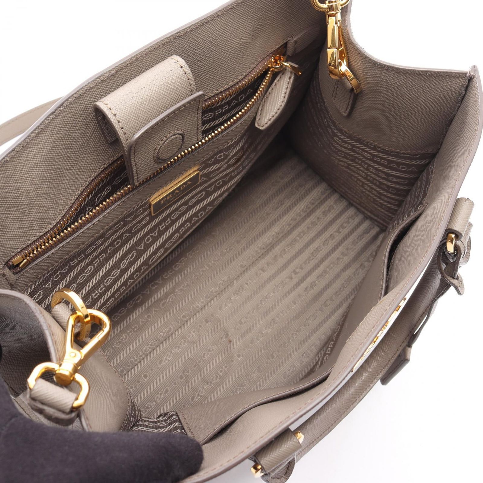 プラダ PRADA ハンドバッグ グレー レザー 2wayトートバッグ