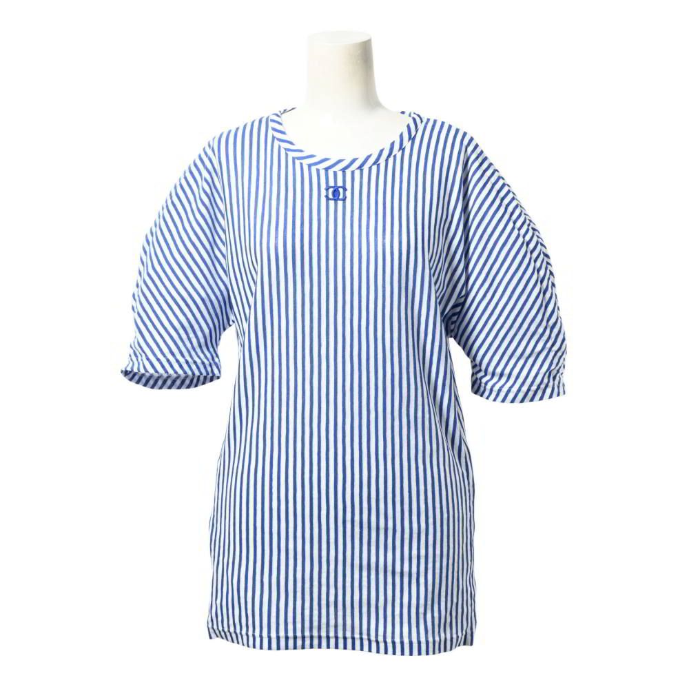 CHANEL 19C P60251V45745 ココマーク ストライプ Tシャツ