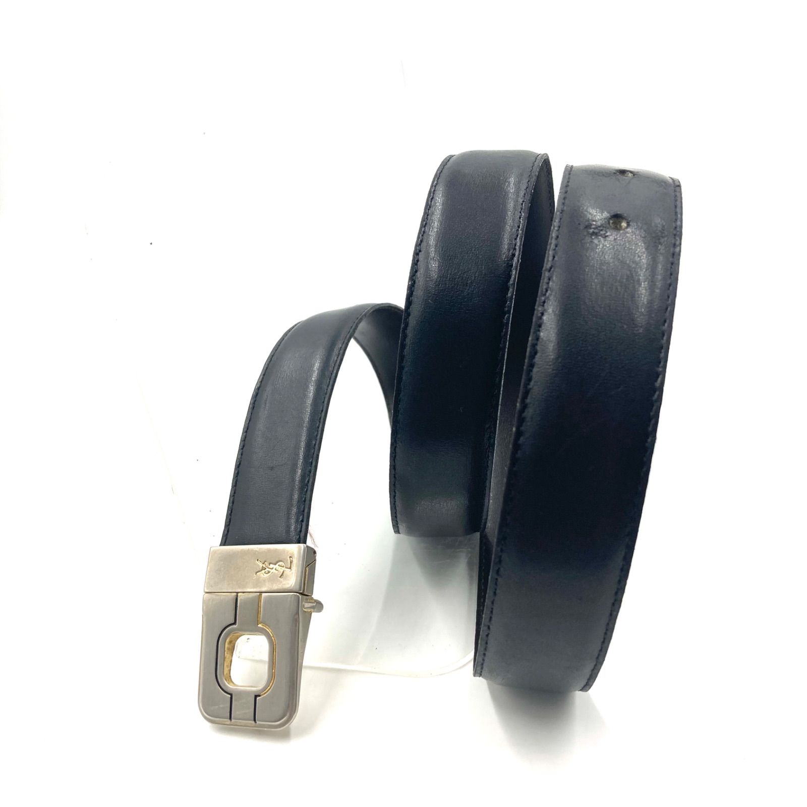 Yves saint Laurent イヴサンローラン レザーベルト ロゴバックル YSL