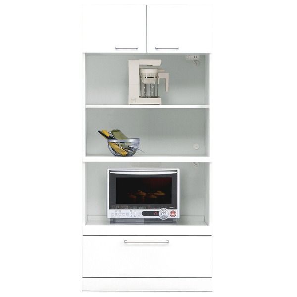 トリプルハイタイプ レンジボード キッチン収納 幅80cm ホワイト 上置き付き 可動棚 コンセント付き 日本製 国産 レンジ台 キッチンボード レンジラック 完成品 玄関渡し【代引不可】