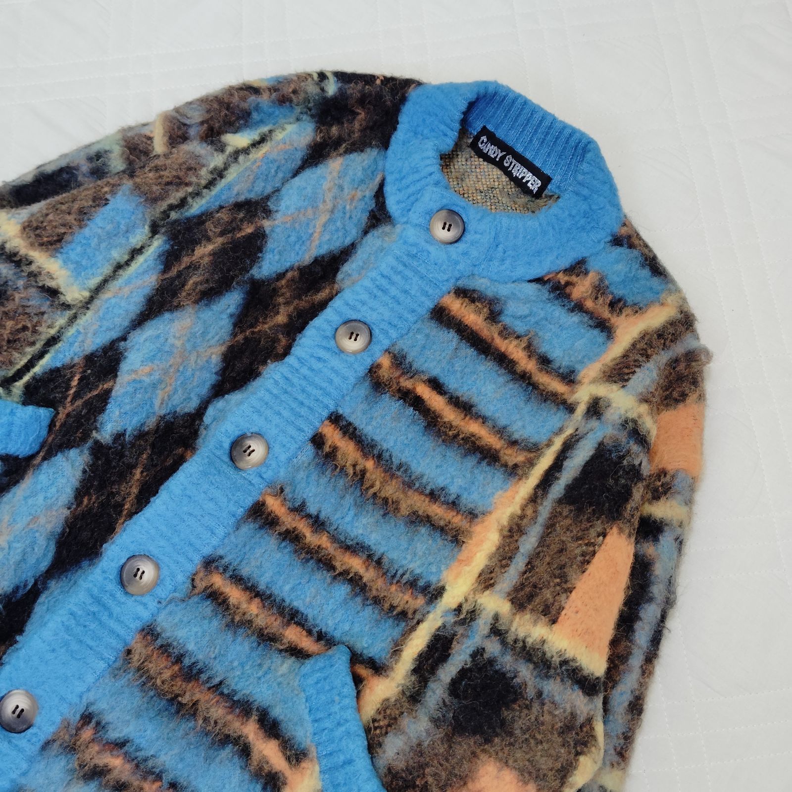 キャンディーストリッパー CandyStripper FLUFFY CHECK KNIT CARDIGAN
